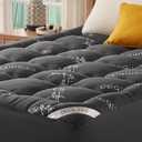 BEDLORE King Mattress Topper Viscose Derived from Bamboo, Thick Pillow Top Mattress Pad with Stretchable Pockets for 6"-18" Mattress, Soft Breathable Mattress Topper for Back Pain Relief(Dark Gray)