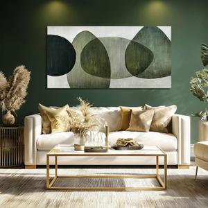 Framed Wall Art for Living Room Green and Black Abstract Canvas Wall Decor Block Art Posters Neutral Wall Prints for Dining Room Office Kitchen 24"x 48", Black & Green
