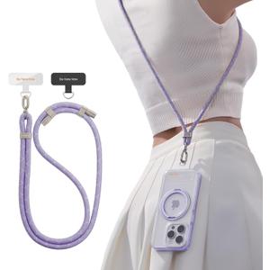 TORRAS Phone Lanyard Crossbody with 2 Phone Tabs, Adjustable Anti Theft Phone Strap for All Phones, Premium Metal Buckles, Skin-Friendly, Universal Cell Phone Neck lanyard for Women and Men, Purple