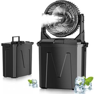 GHORA Portable Misting Fan with Remote,Camping Fan with 20000mAh Rechargeable Battery,9L Water Tank,4 Speed Levels,4 Spray Modes,RGB Lights for Fishing,Travel,Garden Parties,Outdoor Indoor Cooling