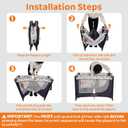 Pamo Babe Compact Pack and Play - Portable Crib for Baby, Lightweight Foldable Travel Playard with Mattress Pad & Carry Bag, Safe Breathable Travel Bed for Home, Trips & Family Visits, Cute Pattern