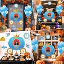 Christmas Trunk or Treat Party Decorations - Princess Prince Car Archway Garage Decoration Blue Pumpkin Cartoon Cutouts with Backdrop Balloons for House Outdoor Decor Birthday Gifts, 42Pcs