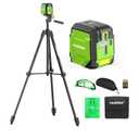 Laser Level with 60in Tripod, HUEPAR 98Ft Self Leveling Laser Level Green Line Laser Cross Line Laser Leveler Tool for Picture Hanging, Home Renovation, Indoor Project, Battery&Carrying Bag Included