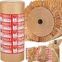 JARLINK Honeycomb Packing Paper, 15 * 400' Packing Wrap for Packing/Shipping/Moving, Recyclable Honeycomb Cushioning Wrap Roll, Moving & Gifts Wrapping Paper With 30 Fragile Sticker Labels