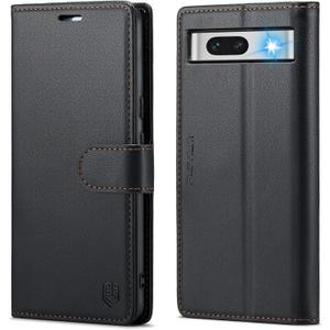 FLIPALM Wallet Case for Google Pixel 8a, RFID Blocking Credit Card Holder, PU Leather Folio Flip Kickstand Protective Shockproof Cover for Pixel 8a (Black)