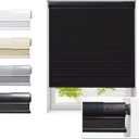 No Drill Cellular Shades for Indoor Windows, Thermal Insulating & Noise Reducing Honeycomb Blinds, Free Stop Cordless Blackout Shades, Black, 26 1/2" W x 64" H