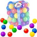 Sunny Days Entertainment 100 Count Multi Colored Play Balls – Phthalate and BPA Free Non-Toxic Crush Proof Plastic Ball Pack - Balls for Toddler Ball Pit in Reusable Storage Bag with Zipper
