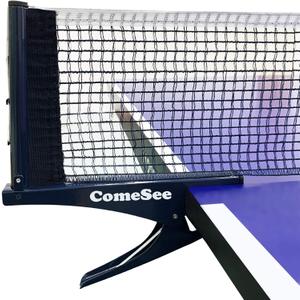 Kioos Collapsible Table Tennis Net Professional Steel Pingpong Net Clip Grip Mesh Training Competition Portable Tension Adjustable Post (Navy)