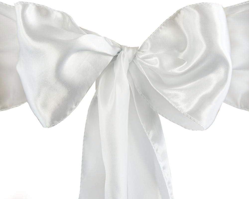 Satin Chair Sashes - Elegant Premium Quality, 6 x 108 Inch - Perfect for Weddings, Parties, and Events - (Pack of 10 Pieces, White) Satin Chair Sashes - Elegant Premium Quality, 6 x 108 Inch - Perfect for Weddings, Parties, and Events - (Pack of 10 Pieces, White)