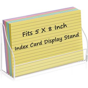 5x8 Acrylic Index Card Holder Index Card Display Stand For Desk Note Cards File Box Postcard Holder Business Stand Display Index Organizer Case for Office Business Desktop(No Cards) (Transparent)