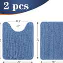 OLANLY Bathroom Rugs Sets 2 Piece, Soft Absorbent Chenille Bath Mats and U-Shaped Contour Toilet Rug Set, Machine Washable Bath Carpet, Home Decor Accessories(24"x16"+24"x20", Cornflower Blue)