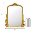 ZOOFOX Vintage Vanity Desk Table Mirror, 11.8" x 9.6" Arched Antique Makeup Mirror with Full Wooden Frame, Small Standing Carved Baroque Mirror for Living Room, Bedroom Dresser, Desktop Decor