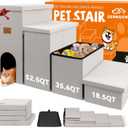 Dog Stairs with Condo 23" H, 4-Step Wider Folding Storage Pet Stairs Gift for Small/Medium/Large Old Dogs Cats, Dog Steps for High Beds Window, Ramp for Climbing Car Up to 200 lbs, Beige