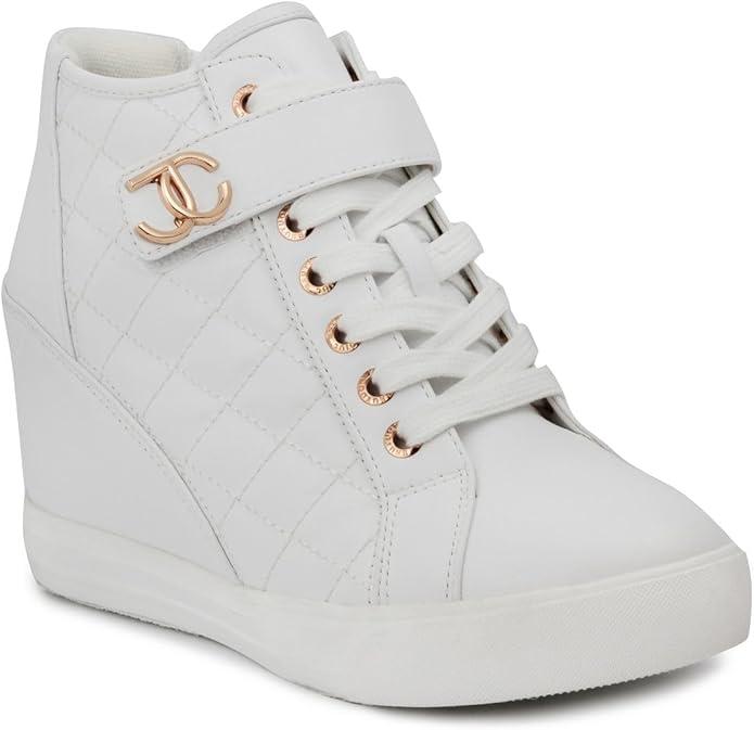 Juicy Couture Women's Platform Wedge Sneakers High-Top Shoes-Journey, Size 8.5