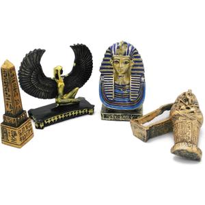 Egyptian Figure Dcor Decoration Ancient Pyramid Sculpture Pharaoh Obelisk Egypt Statue Decorative Decor Figurine Building Ornament Set of 4