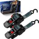 ANLULOAD 2 Packs Retractable Ratchet Straps (1.5in x 12.3ft),Cargo Strap Tie Downs for Trunk, Garage Motorcycles, Atvs,Trailers-WLL1,102LbS,BS:2,204LbsBlack