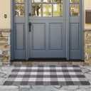 HOMEMONDE Checked Indoor Outdoor Area Rug 3'x5' Grey and White Cotton Buffalo Plaid Rug Washable Doormats for Layered Front Door Mats, Porch, Kitchen, Farmhouse, Living Room, Bedroom, Entryway