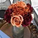 Wedding Bridesmaid Bouquets Set of 6, Artificial Silk Flowers Arrangement for Ceremony Marriage Proposal Party Anniversary Decorations - Burnt Orange & Burgundy