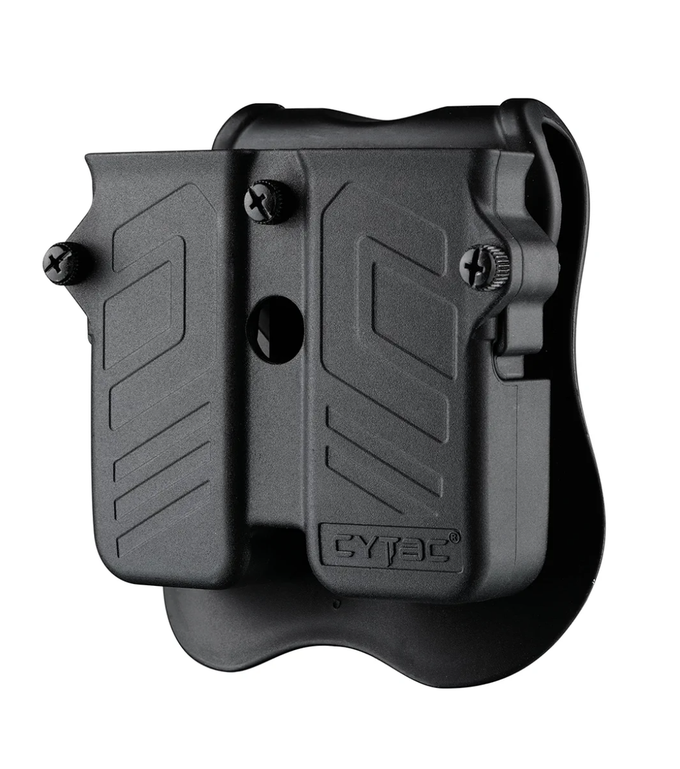 Double Magazine Pouch Fit 9mm 10mm .40 .45 Caliber Dual & Single Stack Magazines - Universal Mag Holder | Polymer Paddle Holster | Adjustable Size & Cant | Ambidextrous | Outside Waistband