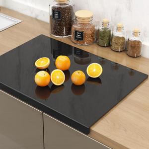 Acrylic Cutting Board with Counter Lip | 60% Thicker & Durable | BPA-Free & Food-Safe Kitchen Tool | Perfect for Protecting Countertops | Versatile & Easy to Clean | Ideal for Home & Professional Use (17"L x 13.4"W, Black)