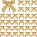 30 Pcs Velvet Bows for Christmas Tree Decorations - Velvet Christmas Ornaments Vintage Wreath Bow for Garland, Gift Wrapping, Wedding Party, Crafts & Home Decor, 1" W,3.5 x 3.5 inch (Khaki)