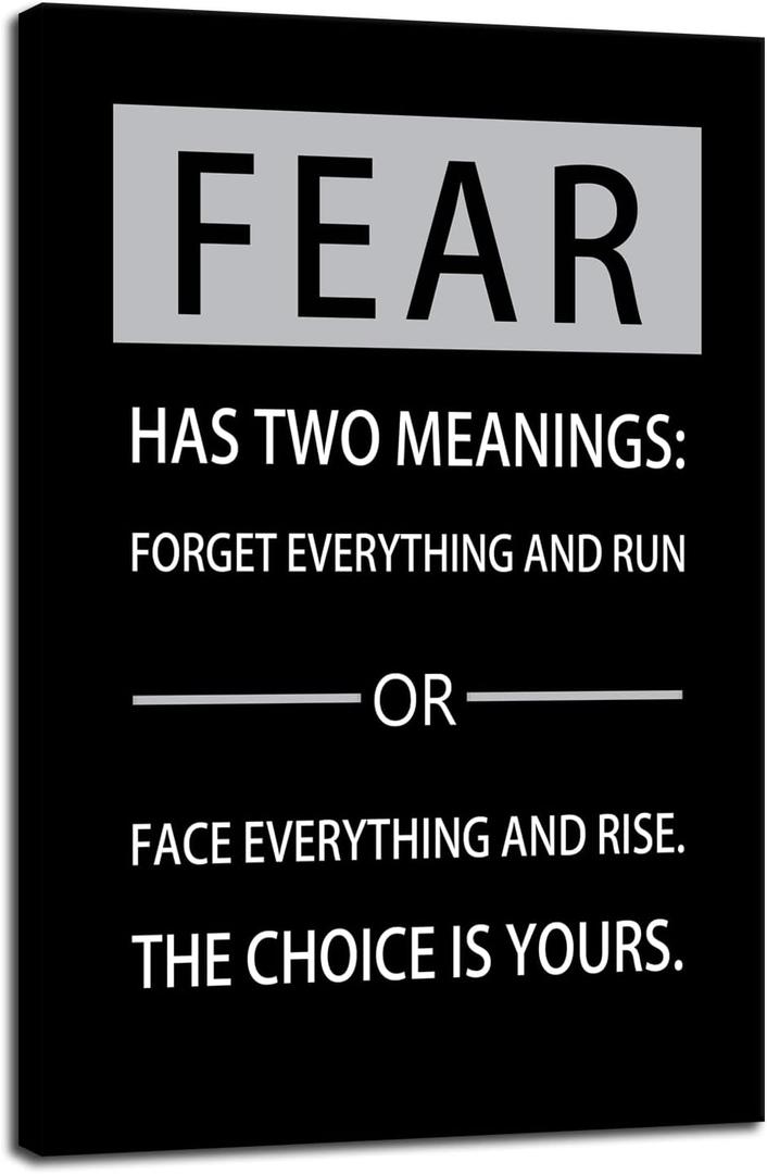 Inspirational Wall Art Fear Has Two Meanings Motivational Canvas Painting Entrepreneur Quotes Poster Prints Wall Pictures for Living Room Home Decor Office Framed Ready to Hang [12''W x 18''H]