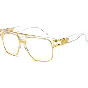 Allt Square Aviator Large Fashion Sunglasses For Men Women Goggle Alloy Frame Glasses (White)