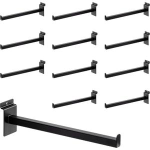12 Inch Square Tubing Slatwall Shelf Bracket , Heavy Duty Slat Wall Floating Shelf Bracket with Lip, Slatwall Accessories for Retail Display,Garage (12Pcs, Black)