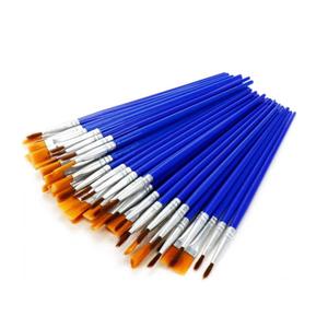 Kids Adult Craft Paint Brushes, 60PCS (30 Flat +30 Round) Blue Premium Small Paint Brushes for Acrylic Watercolor Face Painting, Rock Canvas Painting
