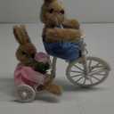 Juegoal Easter Tabletop Decorations Plush Bunny Couple, 9.8" (L) x 11" (H) Easter Rabbits Ride a Bike, Cute Animal Figurine for Girls' Gift, Easter Basket Filler Spring Home Kitchen Room Ornament