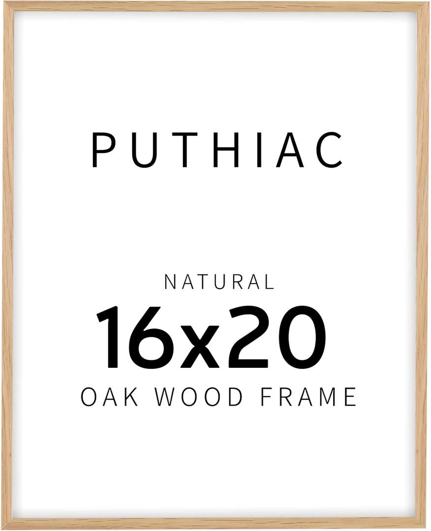 16x20 Picture Frames for Wall - Minimalist 16x20 Oak Wood Frames, 16"x20" Picture Frame Wood, Natural Solid Wooden Picture Frames for Wall Art Photo and Prints(1 Pack, Beige)