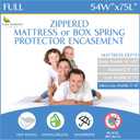 Full Size Mattress or Box Spring Encasement (5" to 8" Depth) - Low Profile Waterproof Zippered Protector Hypoallergenic Premium Bed Cover Protects from Dust Allergens