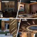Recessed LED Strip Lighting for Wood Slat Wall, 6PCS 3000K Clip-in Lights, No Adhesive, Hidden Design with Touch Dimmer & Switch for Living/Kitchen/Bedroom, Fits 0.51" & 0.59" Wall Panel(Black Cover)