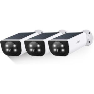 AOQEE 2K Solar Camera Outdoor Wireless-2.4Ghz WiFi Cameras for Home Security, Continuous Power, Color Night Vision, SD Card/Cloud Storage, Waterproof, Compatible with Alexa/Google Home S1 (3 Pack)