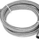 X AUTOHAUX Car Stainless Steel Braided Mesh Hose 3.3ft 3/8" AN6 Fuel Hose Oil Gas Line Silver Tone