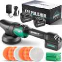 BATOCA S2 Cordless Random Orbital Polisher Buffer, 2Pcs 4.0Ah Batteries, LCD Display with 6 Variable Speed 2000- 4500 RPM Wireless Car Polishing Kit for Car Detailing, Polishing, Waxing, Cleaning