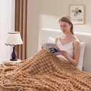 3D Bubble Plush Blanket Textured Fleece Throw Soft Warm Cozy Blanket Couch Bed Throw Brown 50x60 Inches, Rich Brown