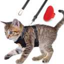 AWOOF Reflective Kitten Harness and Leash Escape Proof with Car Seat Belt, Adjustable Cat Puppy Walking Jacket with Metal Leash Ring, Soft Breathable Small Pet Vest (S)