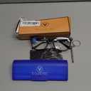 VisionGlobal Blue Light Blocking Glasses for Women/Men, Anti Eyestrain, Computer Reading, TV Glasses, Stylish Square Frame, Anti Glare(Black,+1.50 Magnification) (05_nola_black)