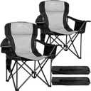 Oversized Camping Chairs, 500lbs Padded Outdoor Chair with Lumbar Support, 25x25x39.5 inches