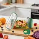 Side-Opening Mason Salad Jar, Portable 1000ml Salad Container with Leakproof Dressing Cup, Includes Spoon and Cleaning Brush, Perfect for Meal Prep, Gym, Office, Picnic and Travel(2 Pac)