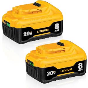 DCB200 8.0Ah Replacement for dewalt 20v max Battery Lithium-ion Batteries DCB200 DCB201 DCB203 DCB204 DCB206 DCB180 DCD/DCF/DCG Series Cordless Tools with LED Indicator 2Packs