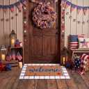 Dunzy 2 Pcs 4th of July Door Mat Patriotic Imitation Coir Front Doormat Independence Memorial Day Star 250th Anniversary Red White Blue Door Mat Non Slip Front Porch Entryway Decor(Welcome)