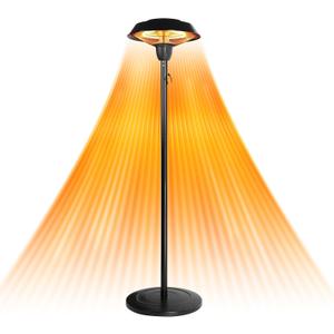 Star Patio Electric Outdoor Heater, Freestanding Patio Heater, Infrared Heaters, Hammered Bronze Finished, Tip-Over Protection, Adjustable Height and Silent Heating, ZHQ1566-C-SN2025