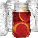 Sets of 4 Mason Jar 24oz Mugs with Glass Handles,