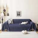 MEETSKY Navy Blue Couch Cover Sectional Sofa Covers Washable Couch Cover Sofa Throw Cover X-Large Sofa Slipcover for Reclining Multi-Use Decorative Couch Protector for Pets, 71" x 118",Navy