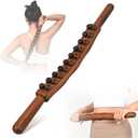 Guasha Wood Massage Stick Tools Wooden Therapy Scraping Lymphatic Drainage Massager, Double Row 20 Beads Point Treatment Gua Sha Tools, Stomach Cellulite Massager, Myofascial Release Tool