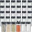 Jadive 36 Pcs 5.5 oz Plastic Spice Jars with Shaker Lids Clear Spice Bottles Plastic Seasoning Containers Empty Shaker for Kitchen Storing Herbs Seasoning Powders Pepper Dry Goods (Black)