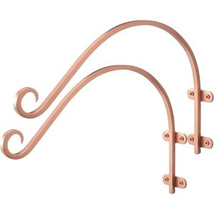 Monarch Abode Plant Hangers – Wall Mount Plant Hooks for Hanging Baskets, 14 Inch Metal Brushed Copper Fence Wall Plants Hanger for Outdoor Indoor, Flower Pot, Bird Feeder, Wind Chime Bracket, 2 Pack