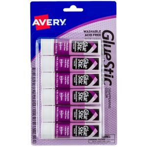 Avery Glue Stick Disappearing Purple Color, Washable, Nontoxic, 0.26 oz. Permanent Glue Stic, 6pk (98096)
